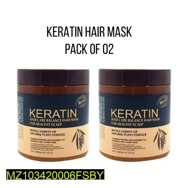 Keratin Hair Mask for Dry Frizzy Pakistani Hair (Pack of 2)