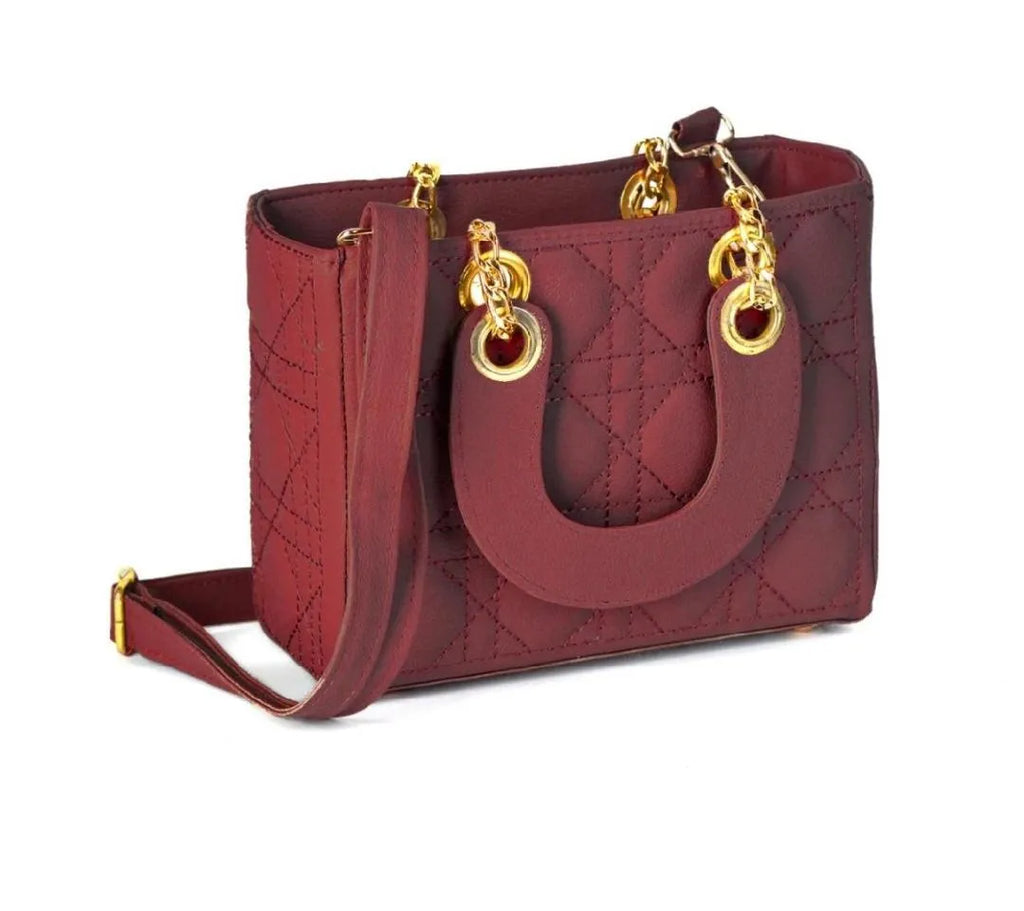 Maroon Quilted Crossbody Bag