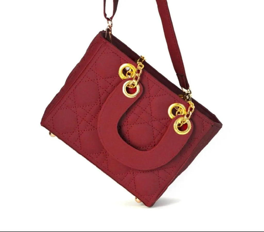 Maroon Quilted Crossbody Bag