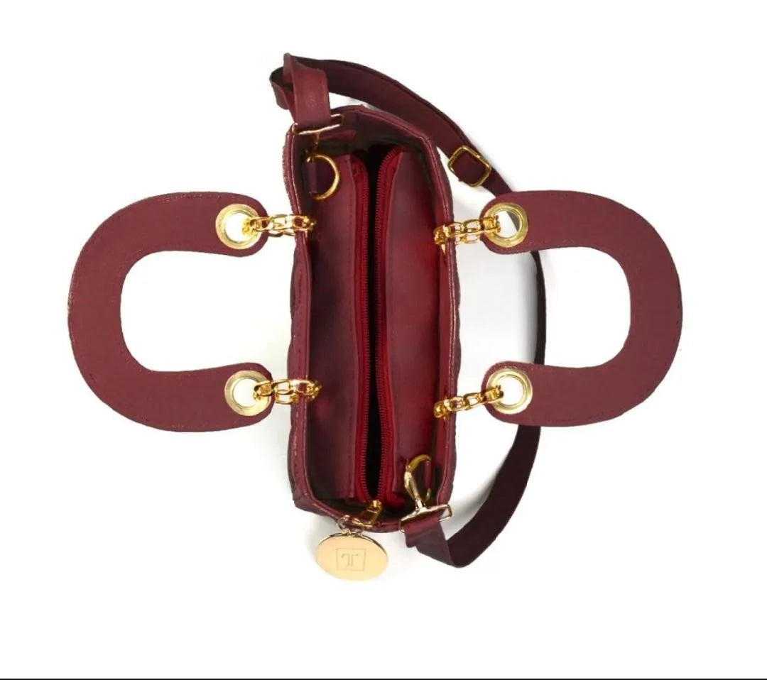 Maroon Quilted Crossbody Bag