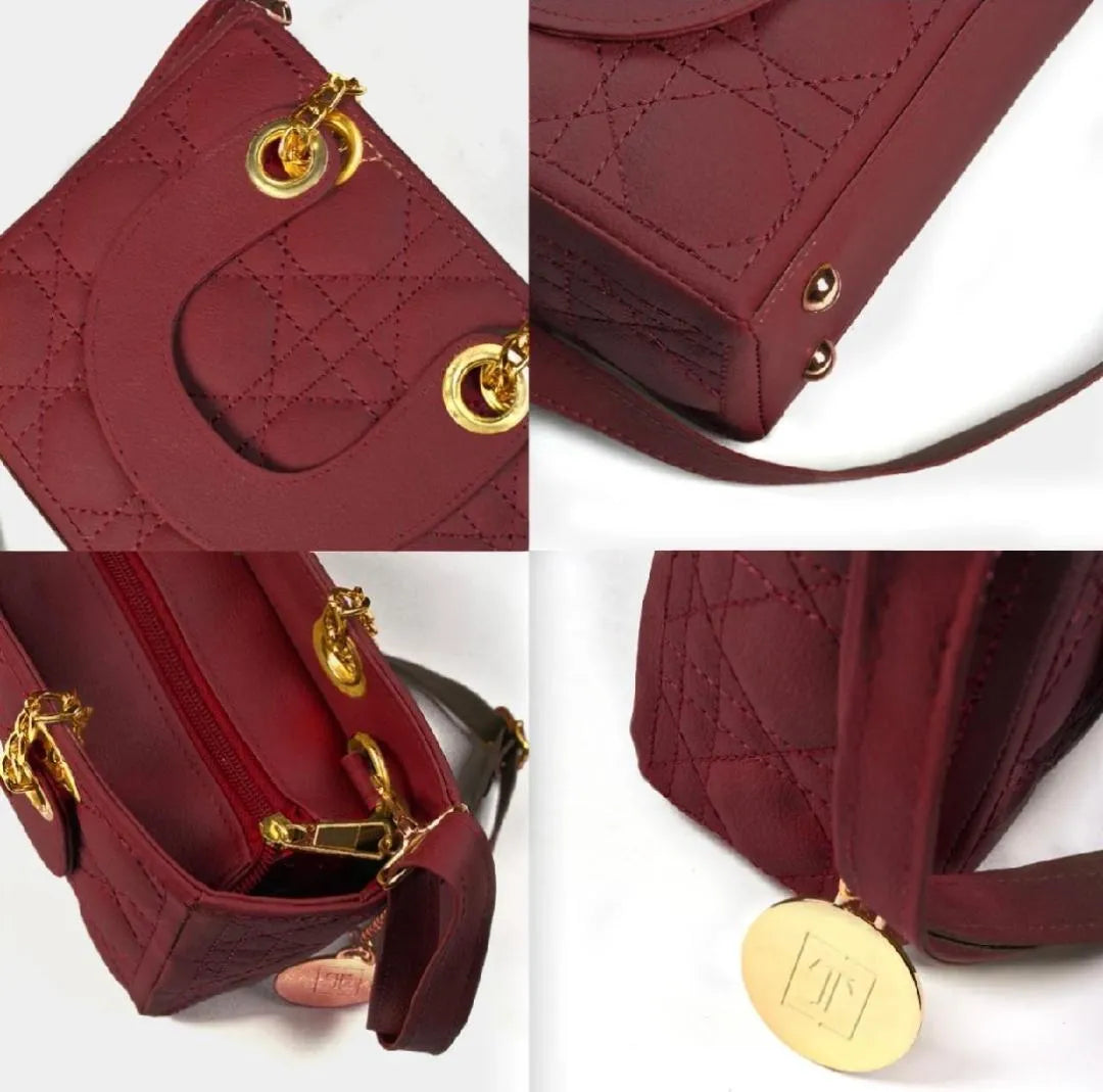 Maroon Quilted Crossbody Bag