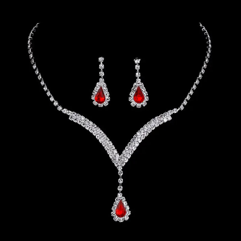 Diamond Water Drop Necklace & Earrings Set for Pakistani Women