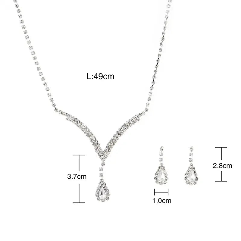 Diamond Water Drop Necklace & Earrings Set for Pakistani Women