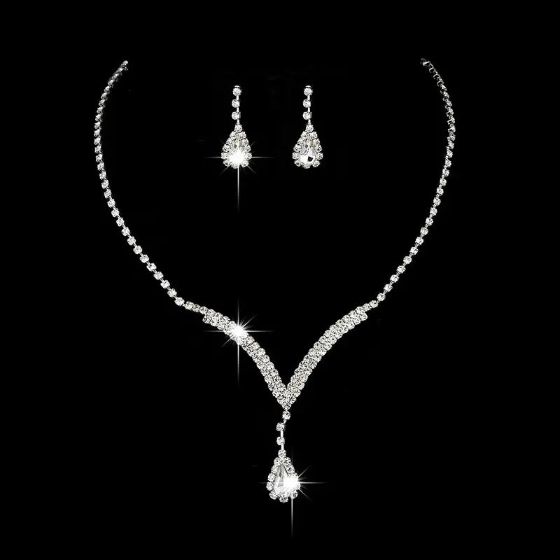 Diamond Water Drop Necklace & Earrings Set for Pakistani Women