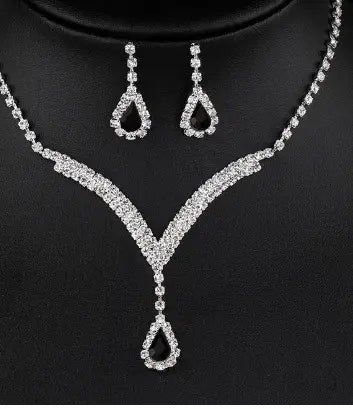 Diamond Water Drop Necklace & Earrings Set for Pakistani Women