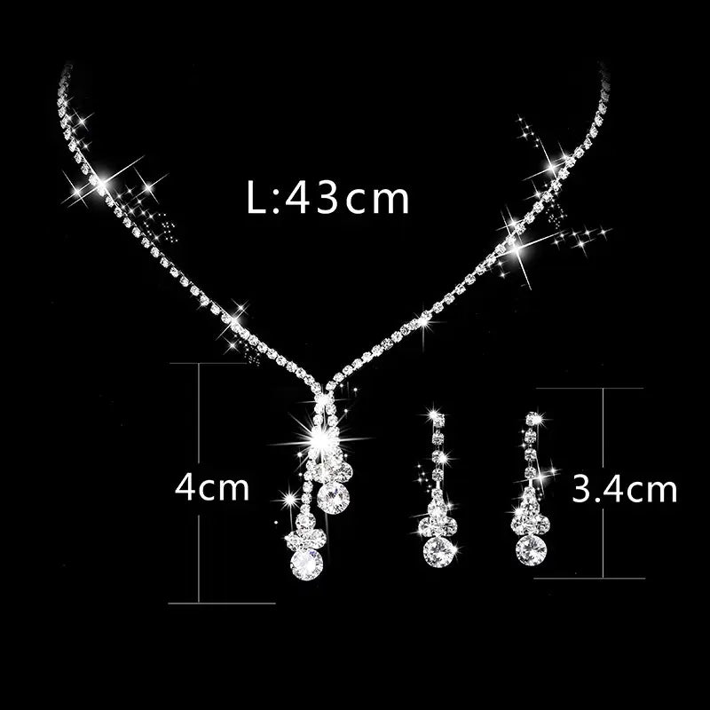 Rhinestone Zircon Bridal Necklace & Earrings Set