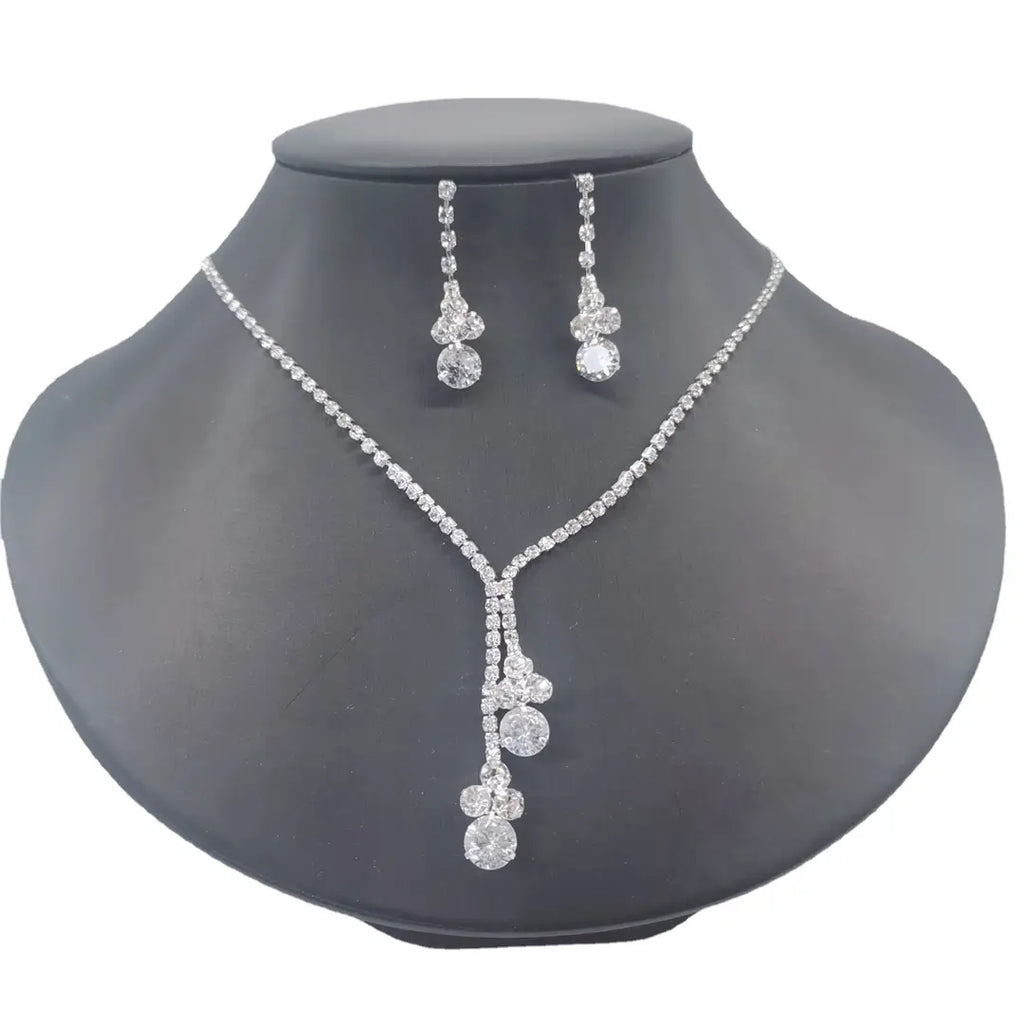 Rhinestone Zircon Bridal Necklace & Earrings Set