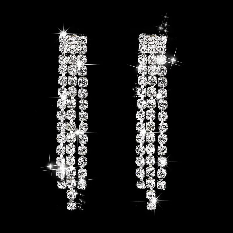 Dazzling Rhinestone Necklace & Earrings Set for Weddings