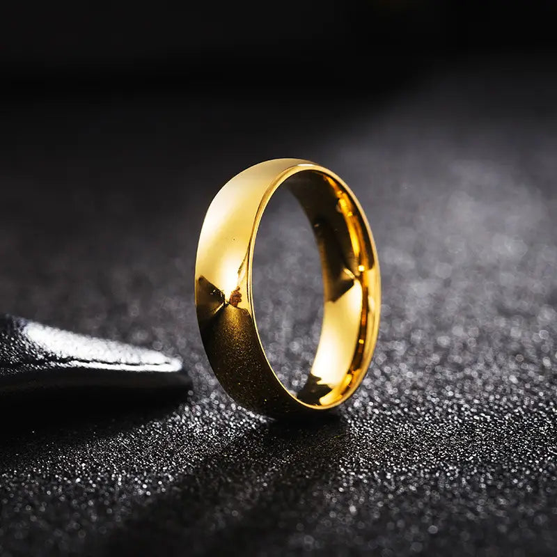 Gold Double Curved Couple Ring for Men Women