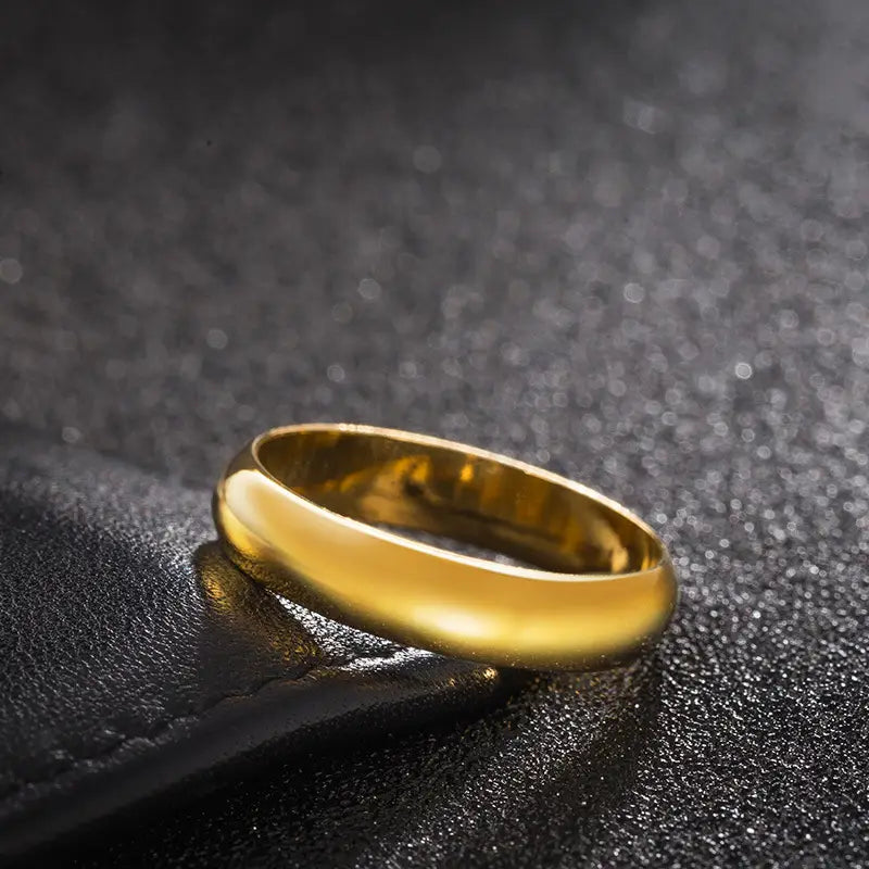 Gold Double Curved Couple Ring for Men Women