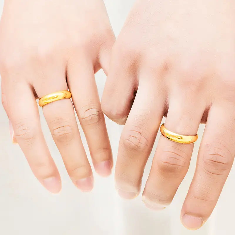 Gold Double Curved Couple Ring for Men Women