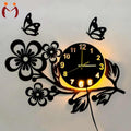 3D Flower Wooden Wall Clock with LED