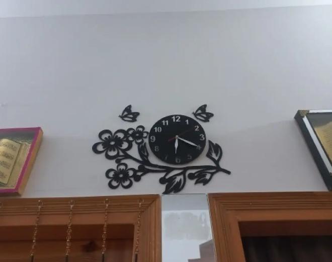 3D Flower Wooden Wall Clock with LED