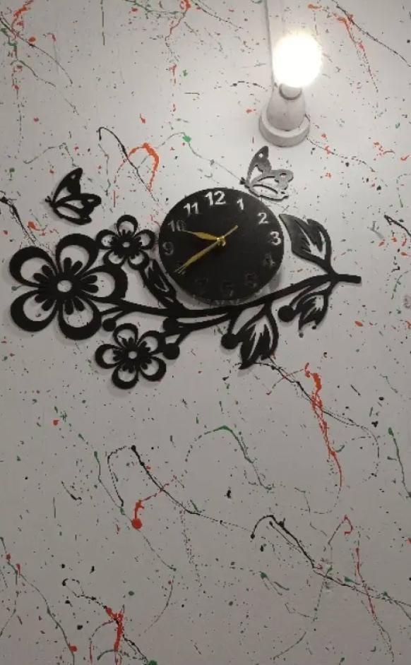3D Flower Wooden Wall Clock with LED