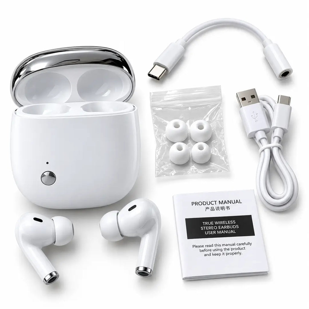 TWS Wireless Earbuds – Bluetooth 5.0, Stereo Sound, Clear Calls & Charging Case