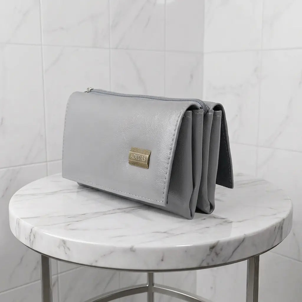 Ladies PU Leather Hand clutch Double Flap Magnetic Closure
