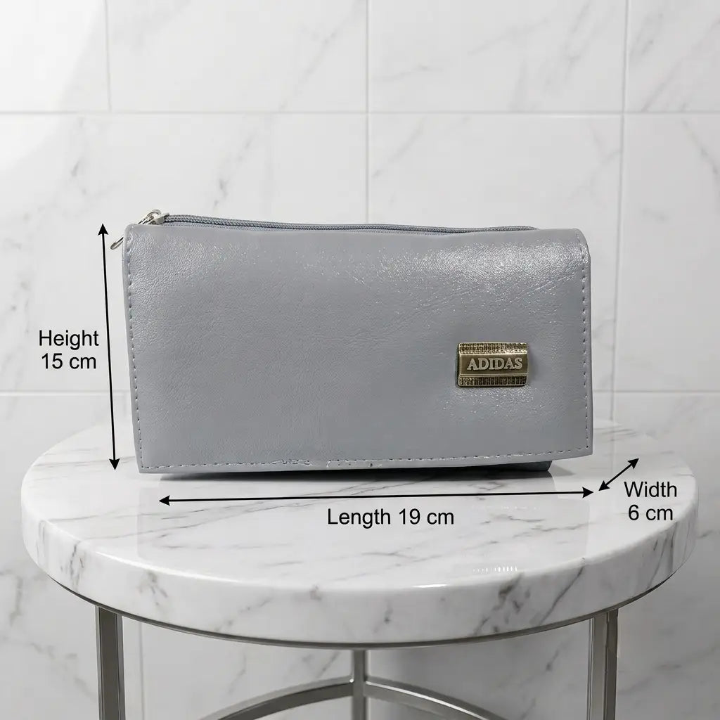 Ladies PU Leather Hand clutch Double Flap Magnetic Closure