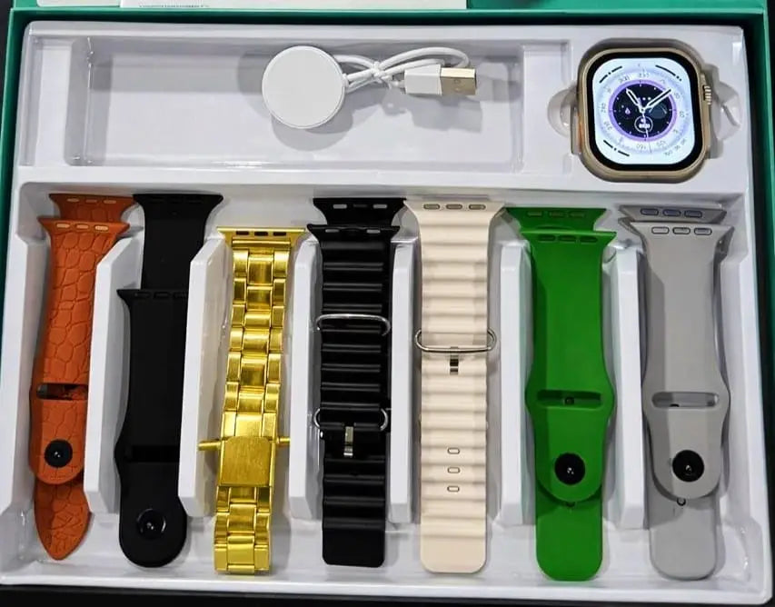 Crown S700 Smart Watch With 7 Premium Straps Combo For Men